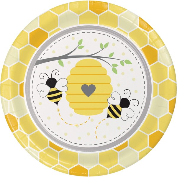 Creative Converting Bumblebee Baby Shower Paper Plates, 9", 96PK 339886